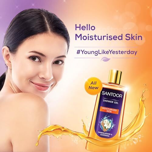 Santoor Moisturizing Shower Gel With Natural Sandalwood & Gardenia Extracts| For Men & Women| Moisturizing Body Wash With Glycerin | Suitable For All Skin Types| No Parabens| No Silicones| 250Ml