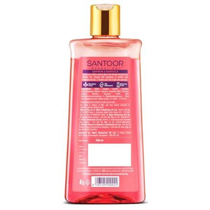Santoor Brightening Shower Gel With Natural Saffron & Marigold Extracts| For Men & Women| For Glowing Skin| Suitable For All Skin Types| No Parabens| No Silicones| 250Ml