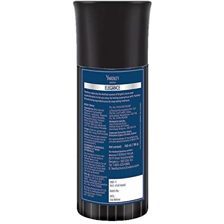 Yardley London Elegance Deodorant Body Spray For Men, 150Ml