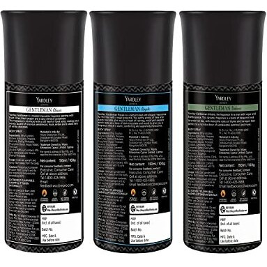 Yardley London Gentleman Range Deo Body Spray Tripack (Classic + Urbane + Royale) For Men, 150Ml Each (Pack Of 3)