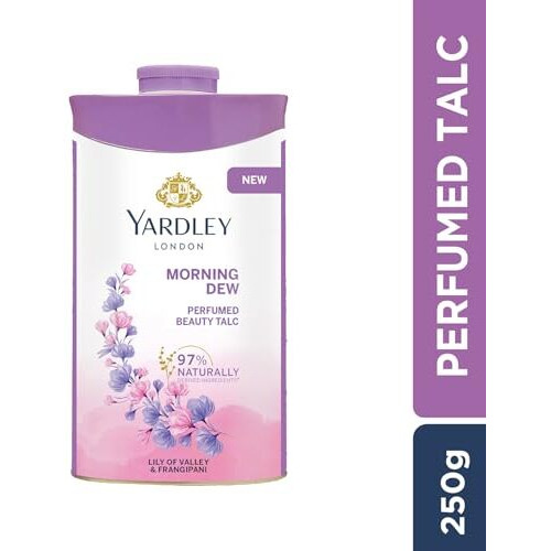 Yardley London Morning Dew Perfumed Talc Pwder For Women With Calcium Carbonate, Magnisium Carbonate, Fragrance, Dipropylene Glycol, Calcium Silicate, Triclosan, Pack Of 1, 250G