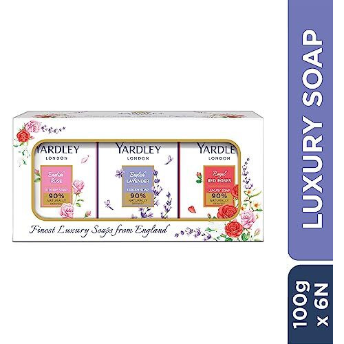 Yardley London English Lavender, English Rose, Royal Red Roses Luxury Soap For Women, 100G (Pack Of 6)
