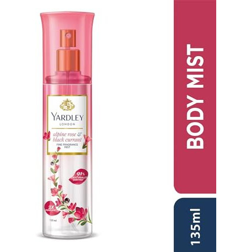 Yardley London Alpine Rose & Black Currant Fine Fragrance Mist Spray| 2X Perfume Spray For Women| 91% Naturally Derived| 135Ml