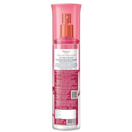 Yardley London Alpine Rose & Black Currant Fine Fragrance Mist Spray| 2X Perfume Spray For Women| 91% Naturally Derived| 135Ml