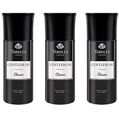 Yardley London Gentleman Classic Body Spray For Men| Fresh Woody Fougre Notes | Masculine Fragrance | Body Deodorant For Men | 150Ml, Pack Of 3