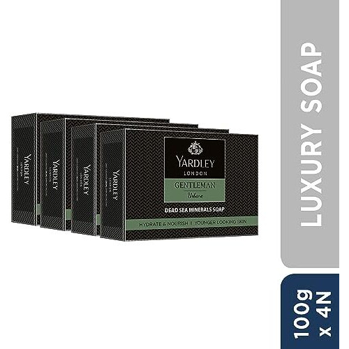 Yardley London Gentleman Urbane Soap, With Dead Sea Minerals, For Deep Nourishment And Younger Looking Skin (Pack Of 4, 4X100G)