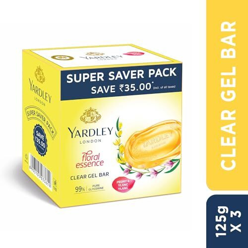 Yardley London Yardley Clear Gel Bar Peony & Ylang Ylang - With 99% Pure Glycerin And Natural Floral Oils 125Gx3