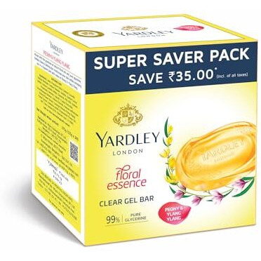 Yardley London Yardley Clear Gel Bar Peony & Ylang Ylang - With 99% Pure Glycerin And Natural Floral Oils 125Gx3