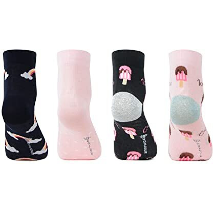 Bonjour Designer/Funky/Casual Ankle Length Socks For Kids-Girls- Pack Of 4, Free Size