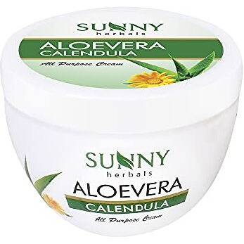Sunny Herbals Aloevera & Calendula All Purpose Face Cream | Helps Prevent Scarring & Sunburn | Calendula Suitable For Delicate Skin | Aloevera Helps To Moisturize Skin & Gives A Healthy Glow, 500 Gm