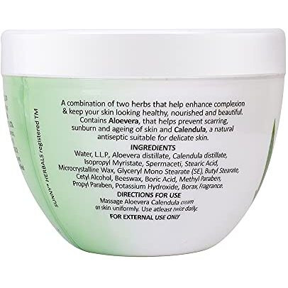 Sunny Herbals Aloevera & Calendula All Purpose Face Cream | Helps Prevent Scarring & Sunburn | Calendula Suitable For Delicate Skin | Aloevera Helps To Moisturize Skin & Gives A Healthy Glow, 500 Gm