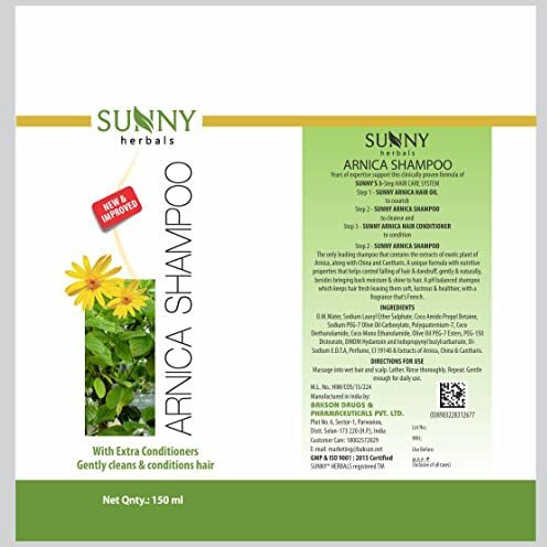 Sunny Herbals New & Improved Ph Balanced Arnica Shampoo For Soft, Lustrous & Healthy Hair | Cantharis Gives A Cool & Healthy Scalp | Brings Back Moisture & Shine With Fragrant Hair, 500 Ml