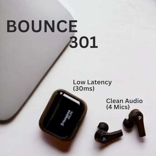 Hungama Hilife Newly Launched Bounce 301 Hilife Wireless In Earbuds With Bt V5.1, Up To 60Hours Playback, Ipx4 Water Resistance, With 1 Year Free Subscription Of Hungama Music & Hungama Play, Black