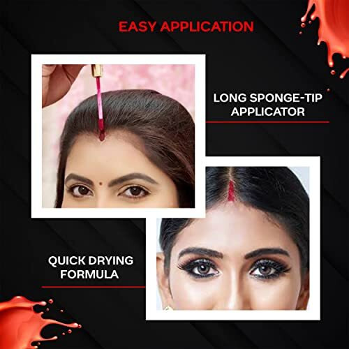Faces Canada Liquid Sindoor - Red, 2.5 Ml | Highly Pigmented Rich Color | Quick Drying & Long Lasting | Velvet Matte Finish | Water-Proof | Smudge-Proof | Crease-Proof | Sponge Tip Applicator