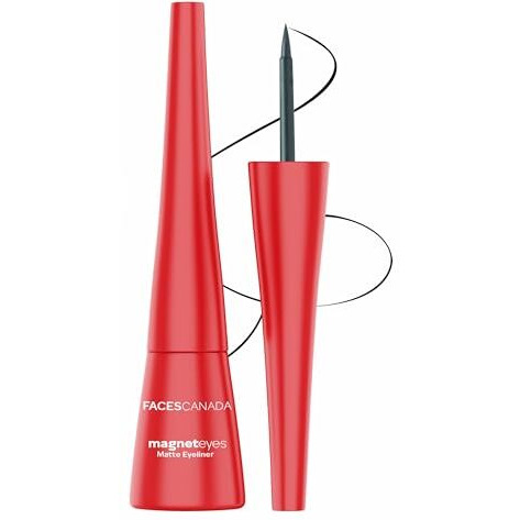 Faces Canada Magneteyes Eyeliner - Black, 4.5Ml | Intense Matte Finish | Quick Drying | 24Hr Long Lasting | Fine Tip For Precise Smooth Application | Almond Oil Enriched | Waterproof | Smudgeproof