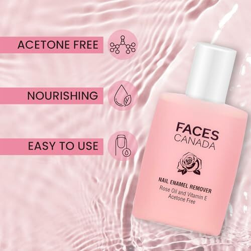 Faces Canada Nail Enamel Remover - 90Ml | Enriched With Rose Oil & Vitamin E | Soft & Hydrated Cuticles | Easy To Use | Gentle Nail Polish Remover | Acetone Free | Cruelty Free