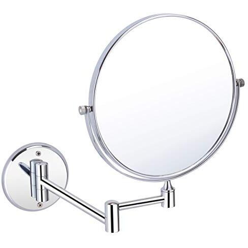 U-S-F Bath Accessories Usf Makeup Mirror | Shaving Mirror | Bathroom Mirror With 5X Magnifying Mirror & Wall Bracket With Adjustable Frame (Silver)(Round) Framed