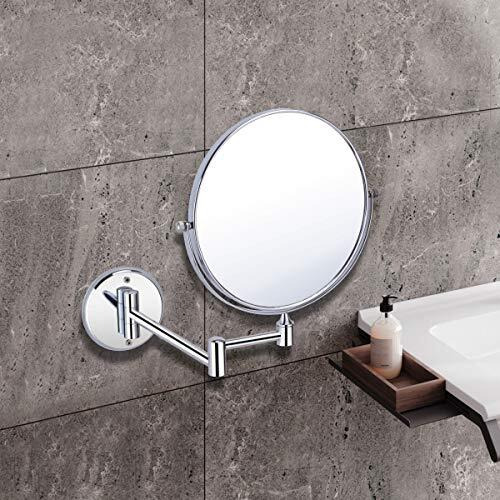 U-S-F Bath Accessories Usf Makeup Mirror | Shaving Mirror | Bathroom Mirror With 5X Magnifying Mirror & Wall Bracket With Adjustable Frame (Silver)(Round) Framed