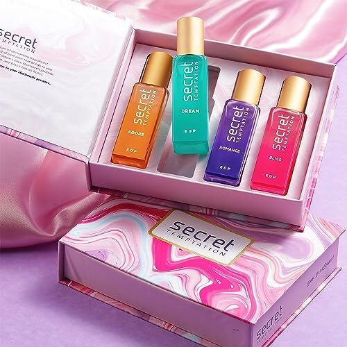 Secret Temptation Eau De Parfum Gift Set For Women, Pack Of 4 (4 X20Ml)|Premium Long-Lasting Perfume Gift Pack With Adore, Romance, Bliss & Dream|Best Gift For Her For Any Occasion