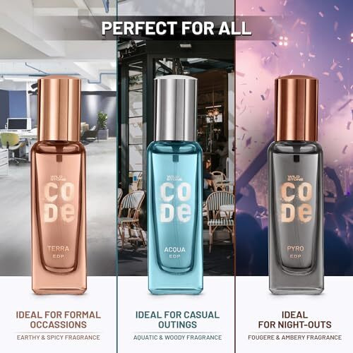 Wild Stone Code Luxury Edp Perfumes Gift Set For Men, Pack Of 3 (3X20Ml) | Premium Long Lasting Perfume Gift Pack | Gift For Him For Any Occasion | Long-Lasting Fragrances With Acqua, Pyro And Terra