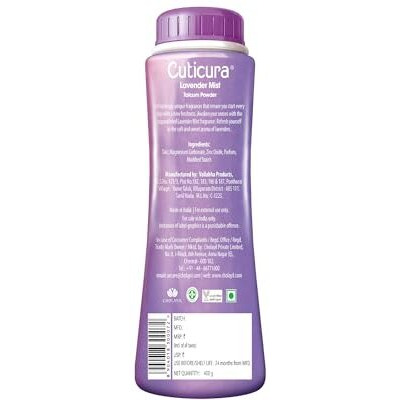 Cuticura Lavender Mist Talcum Powder,Pack Of 400 G