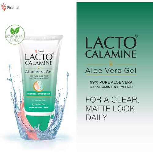 Lacto Calamine Aloe Vera Gel For Face | 150G | Moisturizer For Face With 99% Pure Natural Aloevera, Vitamin E & Glycerin For Hydrating Skin, Body & Hair | No Parabens, No Sulphates
