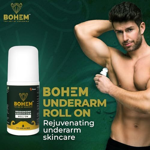 Bohem Deodorant Underarm Roll-On With Aha & Bha-50Ml | Anti Perspirant Roll On With Lactic Acid & Salicylic Acid | Long Lasting Freshness, Exfoliate & Brightens Underarm | Dermatologically Tested | No Sls