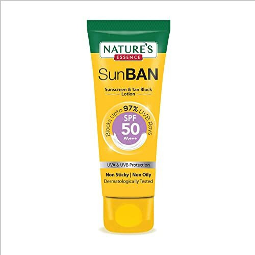 Natures Essence Sunban Suncreen Spf 50 Pa+++ | No White Cast And Broad Spectrum Sun Screen | For All Skin Types | Non Greasy | Lightweight | For Men & Women | 60Ml