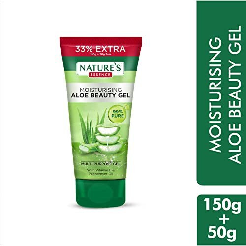 Nature's Essence Moisturising Aloe Beauty Gel With Vitamin E And Peppermint Oil | Multipurpose Gel | 99% Pure Aloe Vera Extracts | For All Skin Types, 150+50G