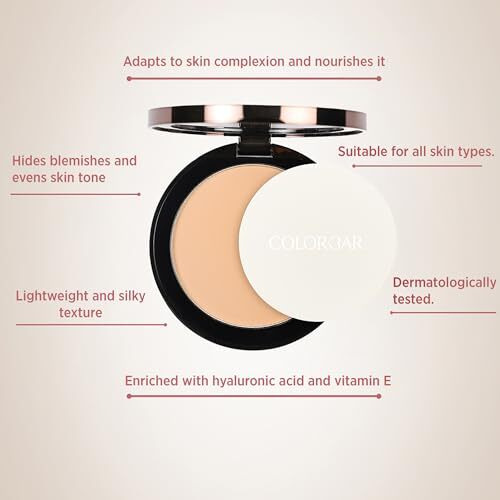 Colorbar Perfect Match Parfait Marier Compact, Nude Beige, 9G | Lightweight And Silky Texture | Enriched With Hyaluronic Acid And Vitamin E