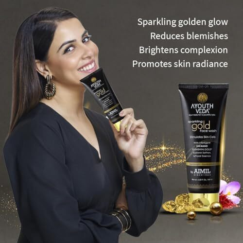 Ayouthveda Sparkling 100 Ml Gold Face Wash With 24K Gold & Saffron | Face Wash For Glowing Skin Men And Women | Suitable For Normal & Dry Skin (Pack Of 1, 100Ml)