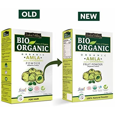 Indus Valley Bio Organic 100% Natural Amla Indian Gooseberry Fruit Powder For Hair Growth, Skin, Drinking And Eating - 100G