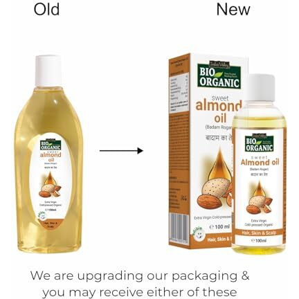 Indus Valley Bio Organic Cold Pressed Almond Oil For Soft & Shiny Hair, Glowing Skin, Hair Damage Protection, Pure Roghan Badam Oil(Tail) For Baby Massage - 100Ml