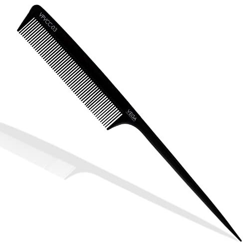 Vega Professional Tail Comb (Carbon Anti-Static Black Line Hair Comb), (Vpvcc-03)