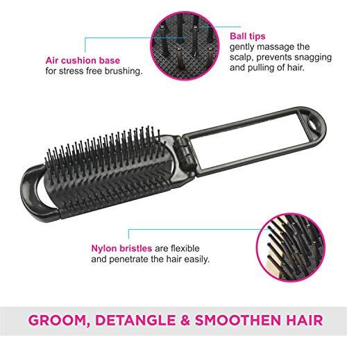 Vega Folding Hair Brush With Mirror, Color May Vary