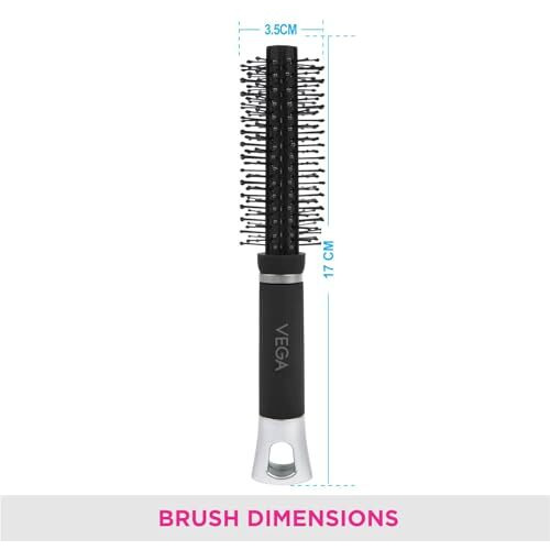 Vega Mini Round Hair Brush (India's No.1* Hair Brush Brand) For Adding Curls, Volume & Waves In Hairs| Men And Women| All Hair Types (R6-Rb)