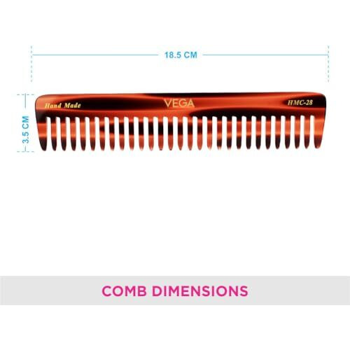 Vega Tortoise Shell Pattern With 1 Row Detangling Comb, Brown