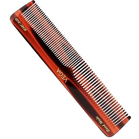 Vega Tortoise Shell Half Coarse Half Fine Medium Sized Graduated Dressing Comb, Brown