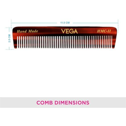 Vega Tortoise Shell Pattern Pocket Comb, Brown