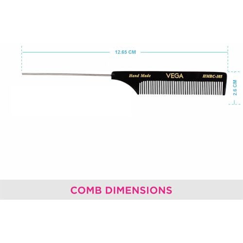 Vega Tail Hair Comb(India's No.1* Hair Comb Brand) With Steel Pin For Women, (Hmbc-305)