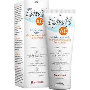 Episoft Ac Lightweight Moisturizer With Microencapsulated Spf 30 Sunscreen|Acne Safe|All Skin Types|Paraben & Fragrance Free|Dermatologist Prescribed|Suitable For Men & Women's|125Gm,1 Count