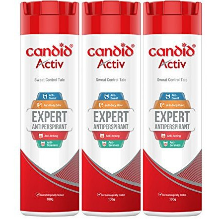Candid Activ Sweat Control Talc - Pack Of 100 G Powder, 3 Piece, White