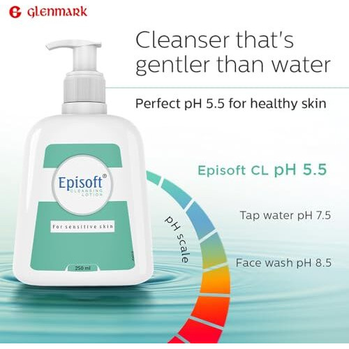 Episoft Cleansing Lotion For Dry & Sensitive Skin Type | Daily Gentle Facewash Cleanser For Face | For Men & Women | Fragrance Free | Dermatologist Prescribed | 250Ml