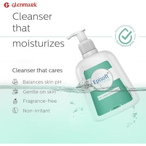 Episoft Cleansing Lotion For Dry & Sensitive Skin Type | Daily Gentle Facewash Cleanser For Face | For Men & Women | Fragrance Free | Dermatologist Prescribed | 250Ml