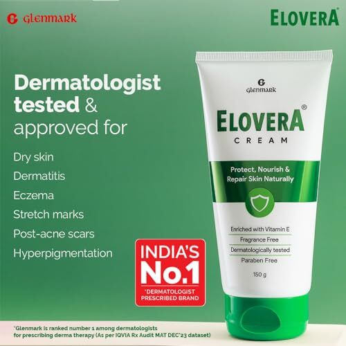 Elovera Moisturising Cream 150G | For Dry Skin | With Aloe Vera & Vitamin E | Protects, Nourishes And Repairs Skin | Paraben Free | Fragrance Free