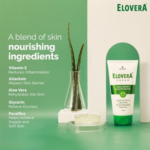 Elovera Moisturising Cream 150G | For Dry Skin | With Aloe Vera & Vitamin E | Protects, Nourishes And Repairs Skin | Paraben Free | Fragrance Free