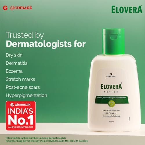 Elovera Lotion With Aloe Vera & Vitamin E, Intense Moisturising Formula, Hydrates, Lightens Blemishes And Makes Skin Soft And Healthy, Non-Greasy, 150 Ml