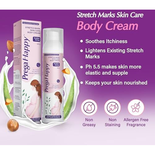 Prega Happy | Stretch Mark Skin Care For Pregnancy (100Gm) | Soothes Itching | Non-Greasy | Paraben-Free