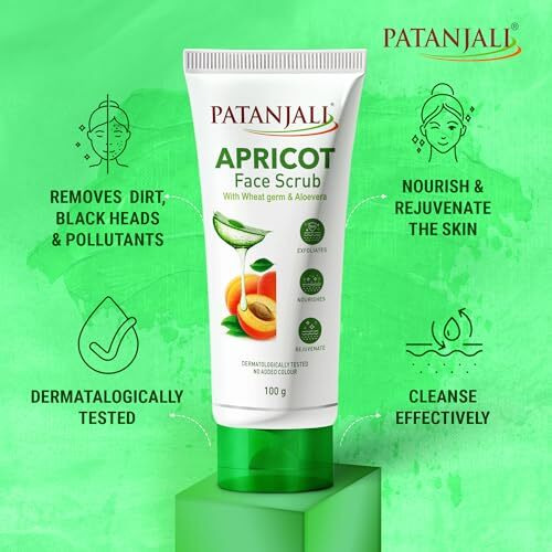 Patanjali Apricot Face Scrub 100G, Natural Skin Care Scrub For Glowing Skin Removes Dirt Oil And Impurities Suitable For All Skin Types For Smooth Skin