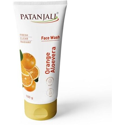 Patanjali Orange Aloevera Face Wash 100G, Gentle Cleanser Removes Dirt Oil Refreshes Skin Natural Care For All Skin Types